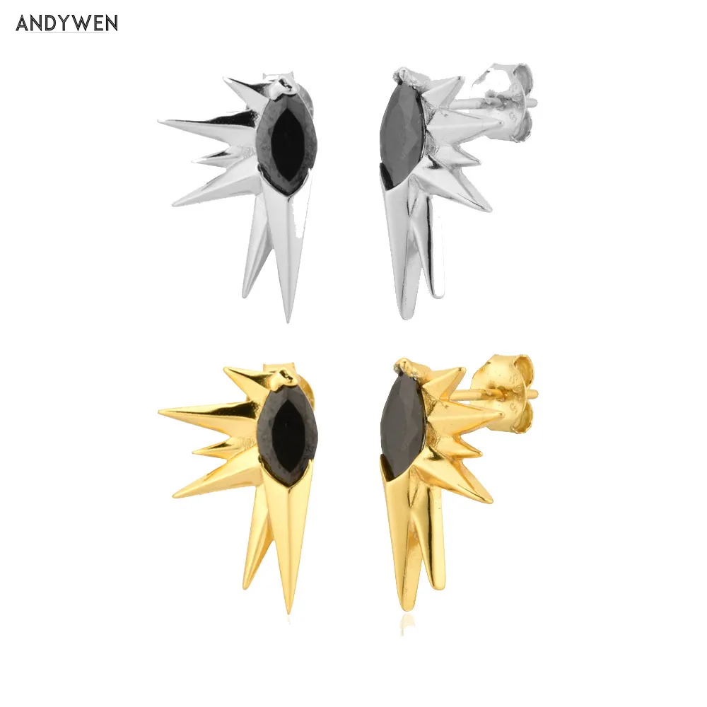 

Женские серьги-гвоздики из серебра 925 пробы с черным Цирконом