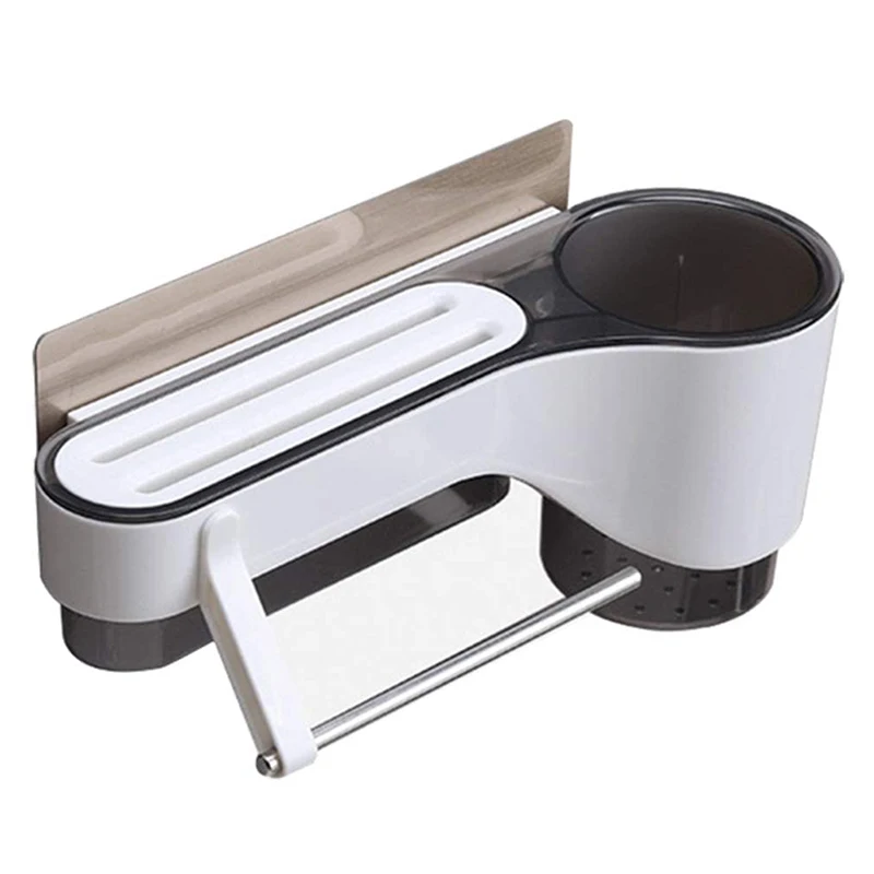 

Kitchen Multifunctional Storage Rack Adhesive Wall Mounted Kitchen Organizer with Knife Block Holder Cooking