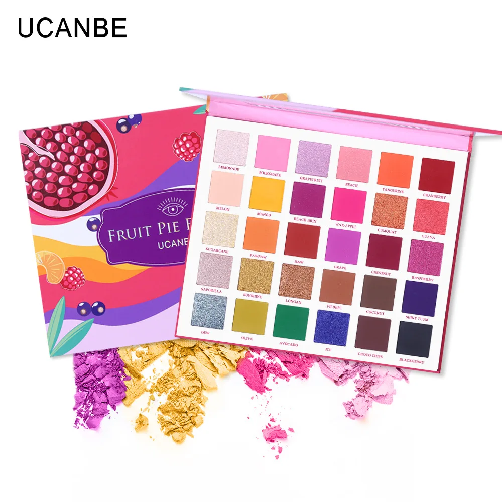 30 colors UCANBE фруктовый пирог заполняющие тени для век Палитра Макияж мерцающие матовые 30 цветов высокопигментированные водонепроницаемые стойкие тени для век - Цвет: 30 colors