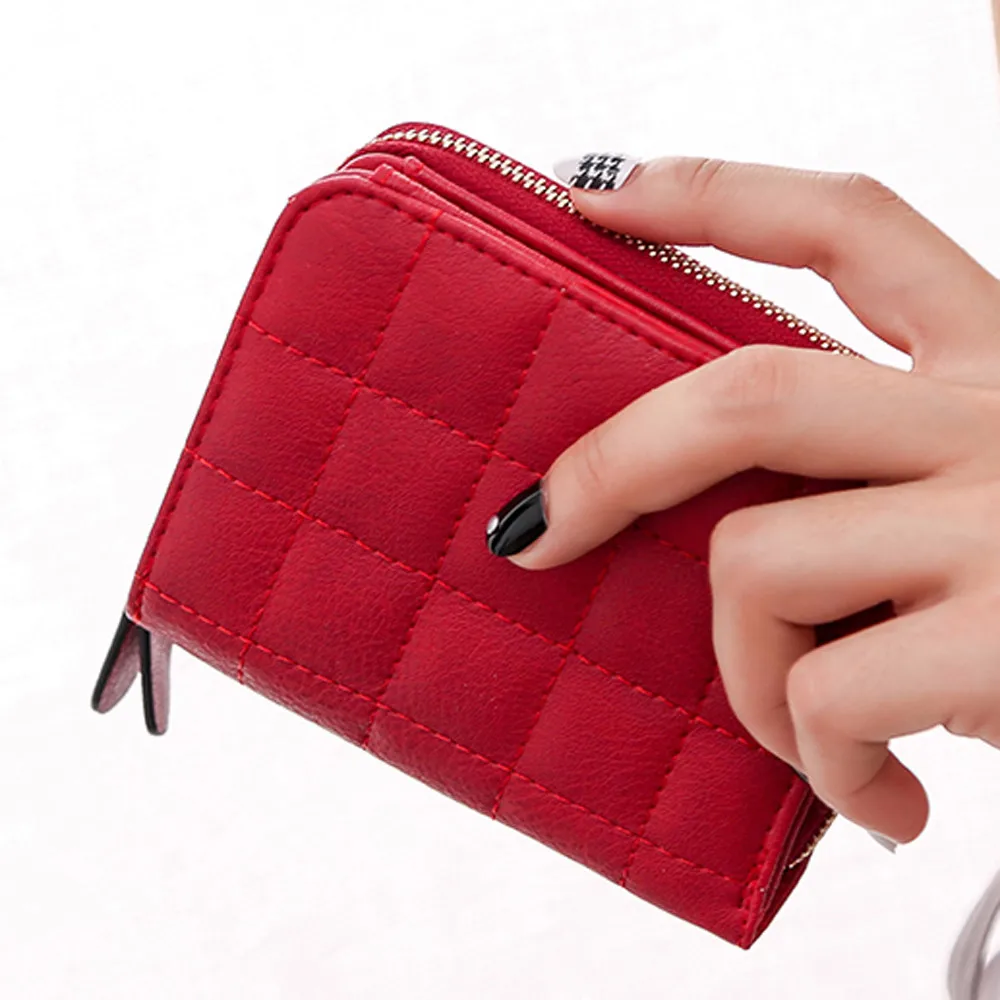 Женский кошелек искусственные кошельки нубук шахматы маленький на молнии для