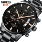 Мужские деловые часы NIBOSI Montres, черные, розовые, золотые роскошные кварцевые часы из нержавеющей стали, оптовая продажа, подарок на день рождения