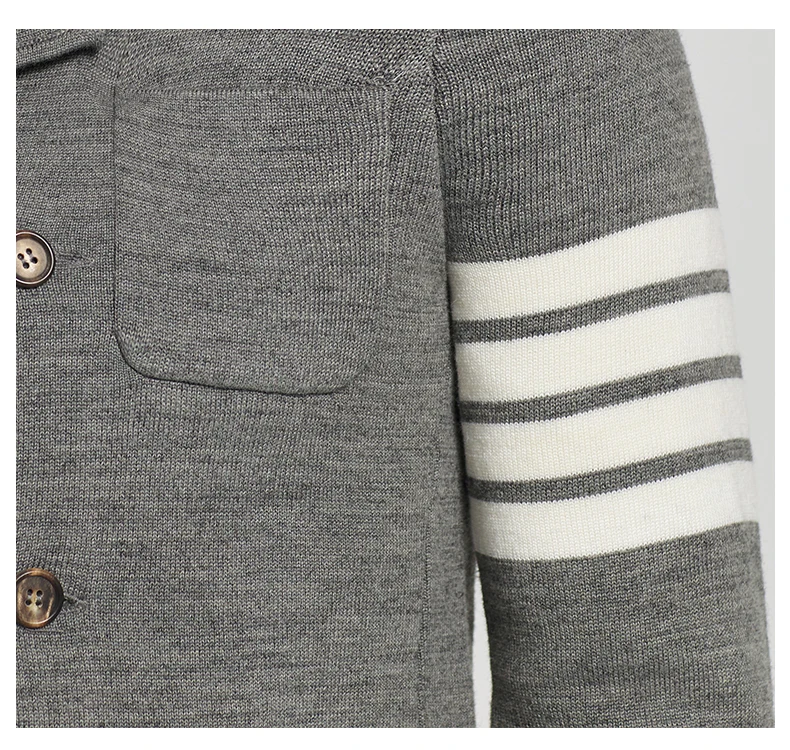 

THOM 2021 TB Fashion Brand Blazer Men Casual Suit Slim Fit Wool Jacket Double Breasted Sweater Striped Thick Autumn Winter Coat