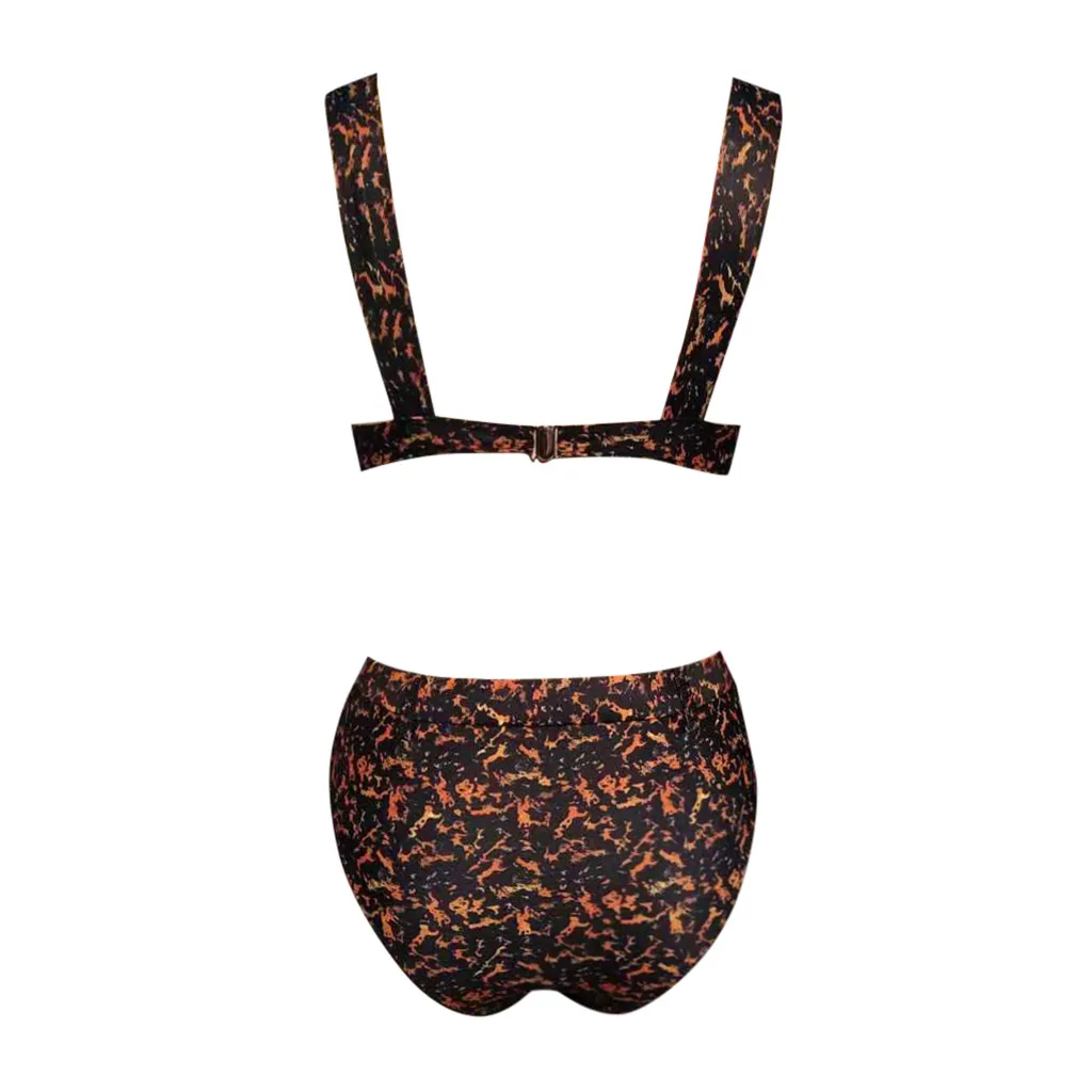 Женский сексуальный леопардовый бикини комплект из 2 предметов размера плюс с