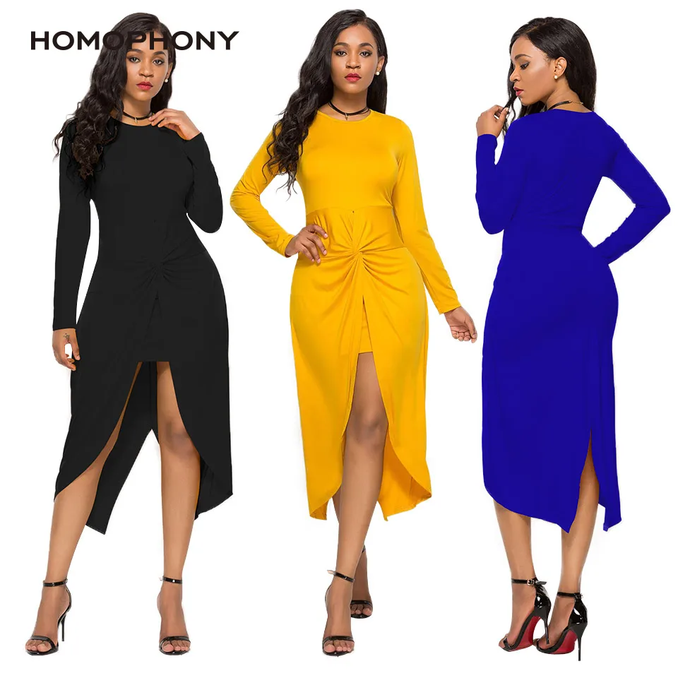 Homophony элегантные плиссированные Платье с бантом сбоку Разделение женские