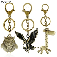 punk style metal giraffe simple keychain creative retro key holder bag jewelry car key pendant wholesale