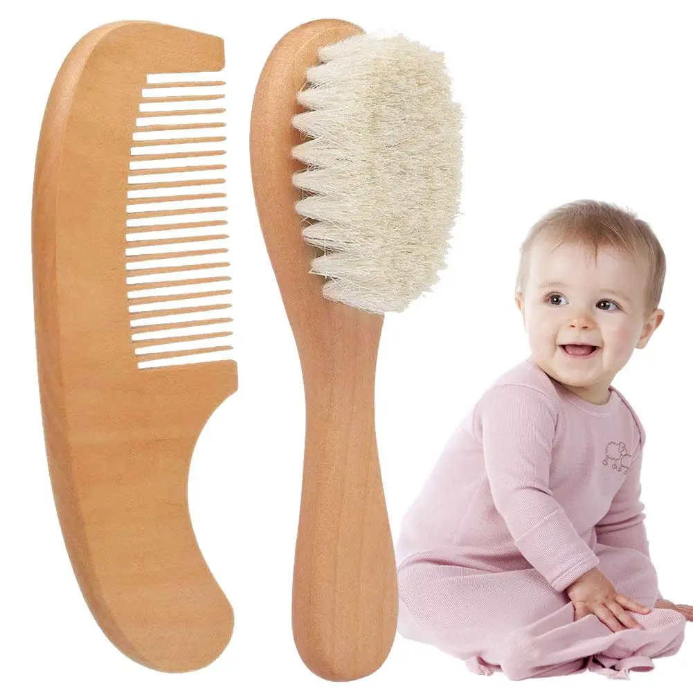 

2Pcs/Set Wooden Baby Safety Comb Woolen Hair Brush Care Massage Grooming Tool Baby Care Accessories Baby Care Supplies