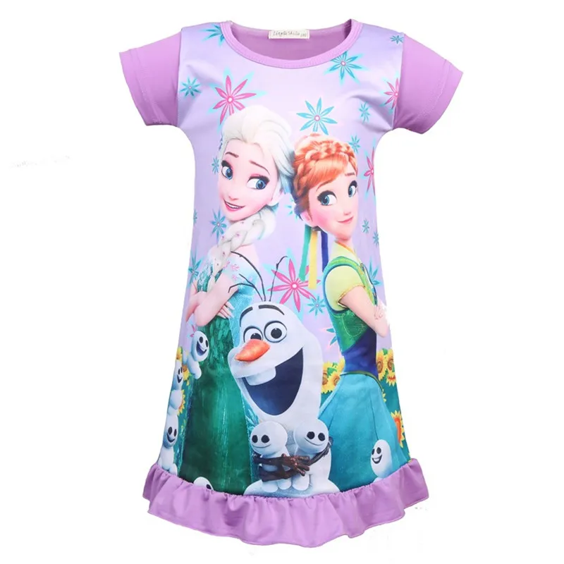 

2020 Girls Pajamas Dresses Anna Elsa Cartoon Sleepwear Dress Children Clothing Snow Queen Girl Princess Dress Birthday Vestidos