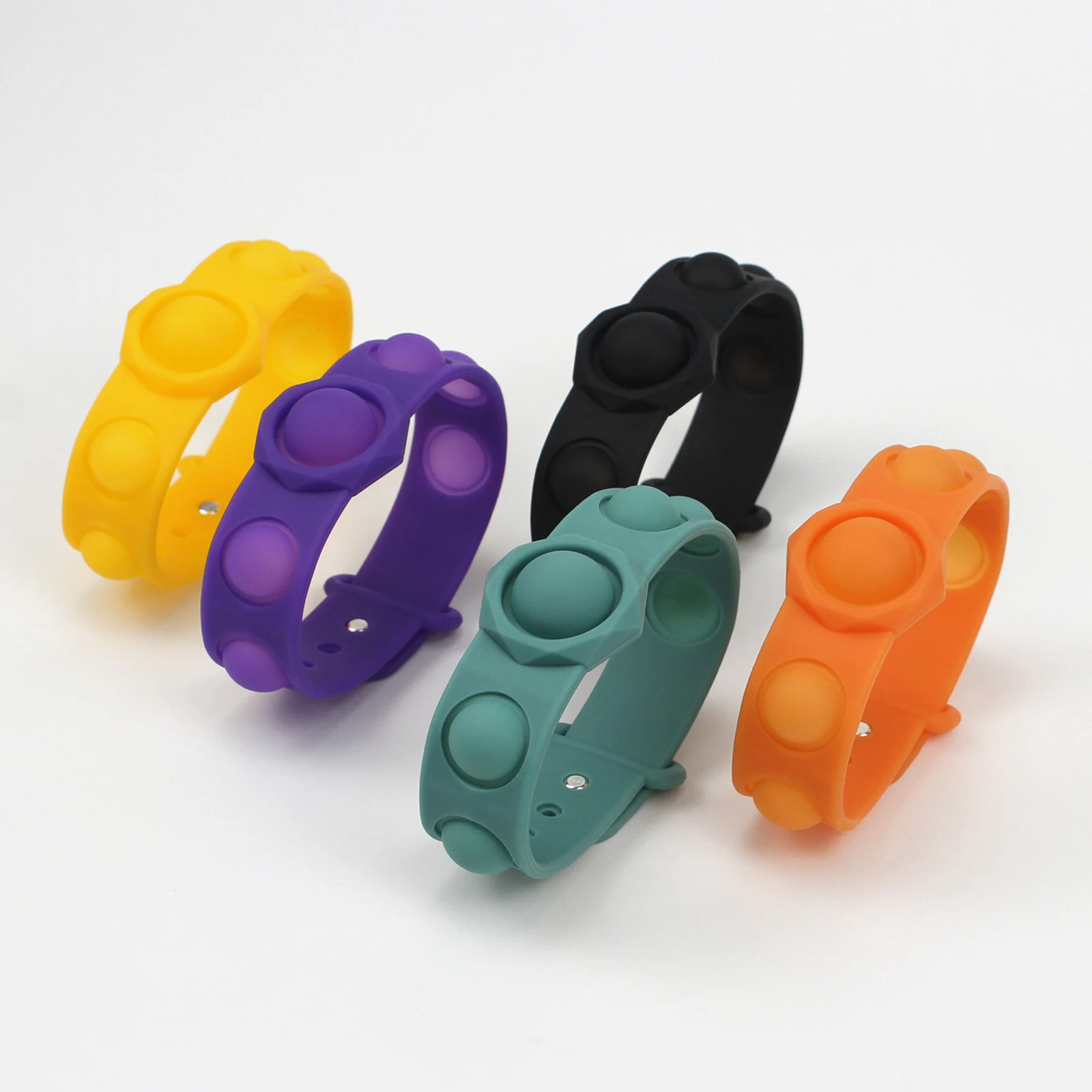 

Fidget Rainbow Push Pop Sensory Toy Filp Silicone Press Finger Game Bubble Bracelet Stress Reliever Gift for Kids Childs INTE99