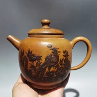 7chinese yixing zisha pottery hand carved phoenix pot duan ni teapot pot tea maker office ornaments