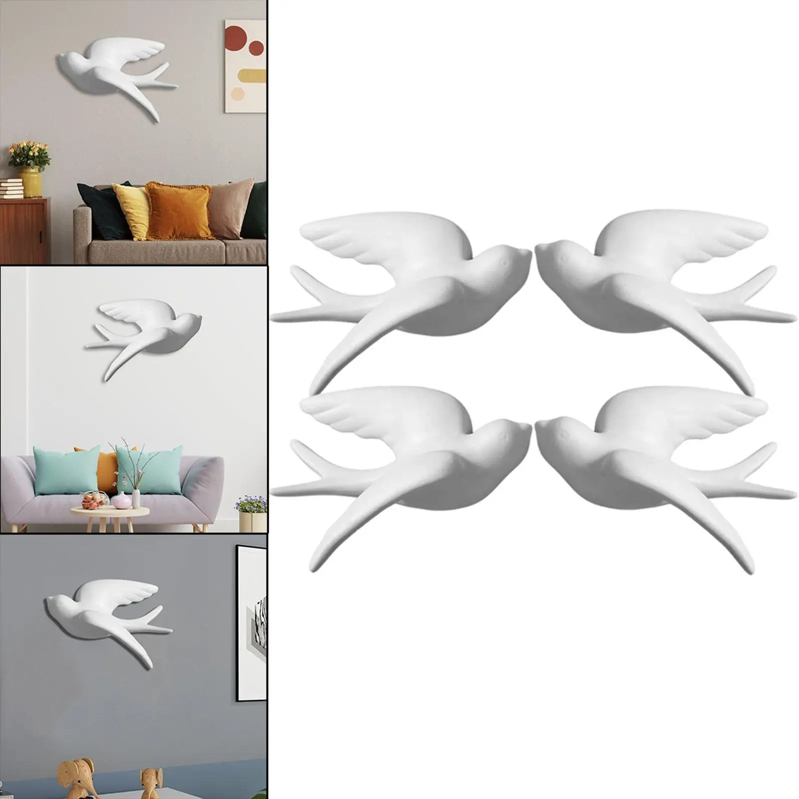 

4Pack Modern 3D Bird Sparrow Mural Popular Wall Decoration Living Room Dining Room Garden Decorative Crafts