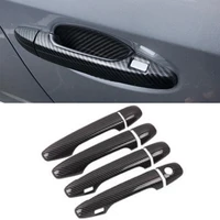 carbon fiber protect door handle cover accessories with keyhole for subaru outback xv crosstrek 2013 2017