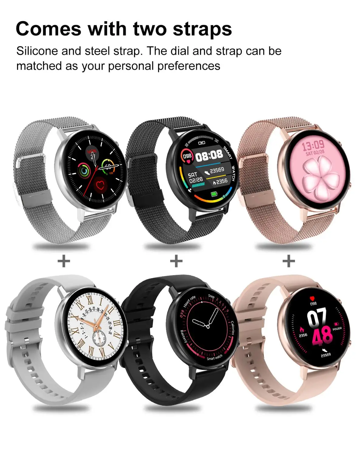 

DT96 360*360 Women Smart Watch Multi-sports Fitness Tracker Heart Rate Monitor Sports Ladies Smart Watch Men For Android IOS