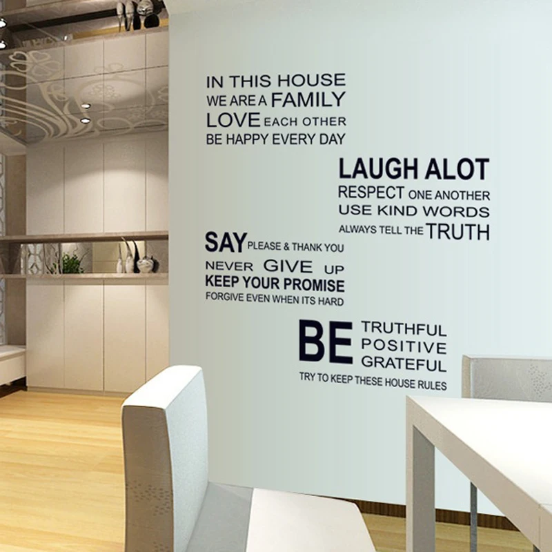 

English Proverbs DIY Wall Stickers Family House Rules Sticker on the wall Rooms Home Decor Art Decals Wallpaper decoration gift