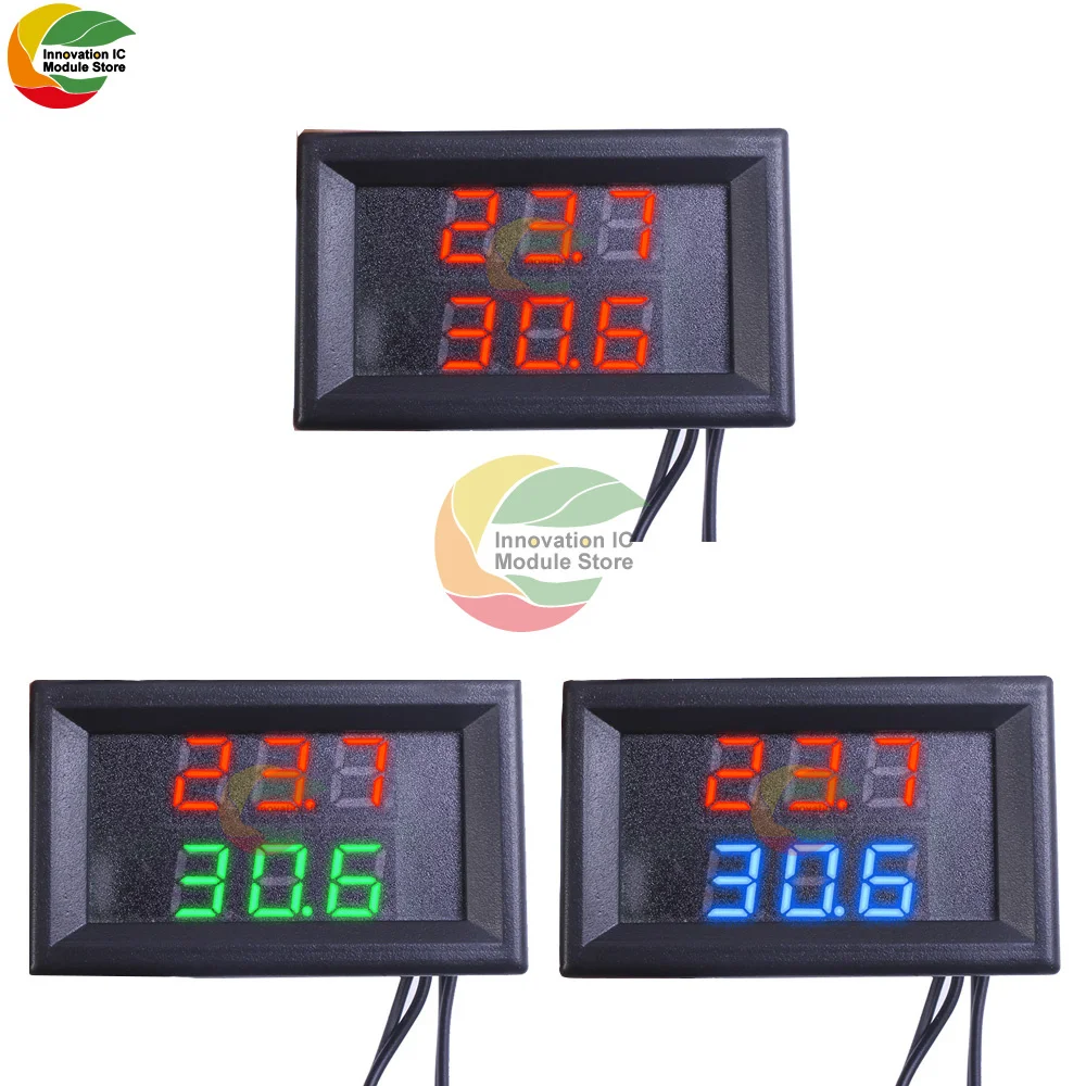 

DC4-28V цифровой термометр, трехзначный, двойной дисплей, цифровой термометр NTC, металлический, водонепроницаемый, с двойным зондом, регулятор ...