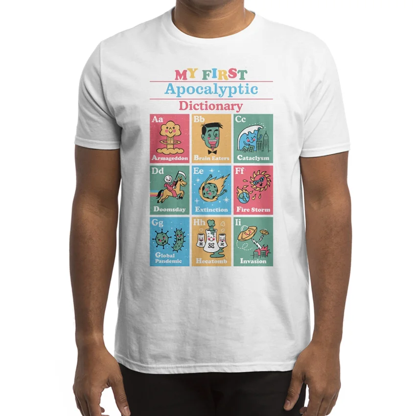 My First Apocalyptic Dictionary T Shirt alphabet primary colors parody funny chaos graja | Мужская одежда