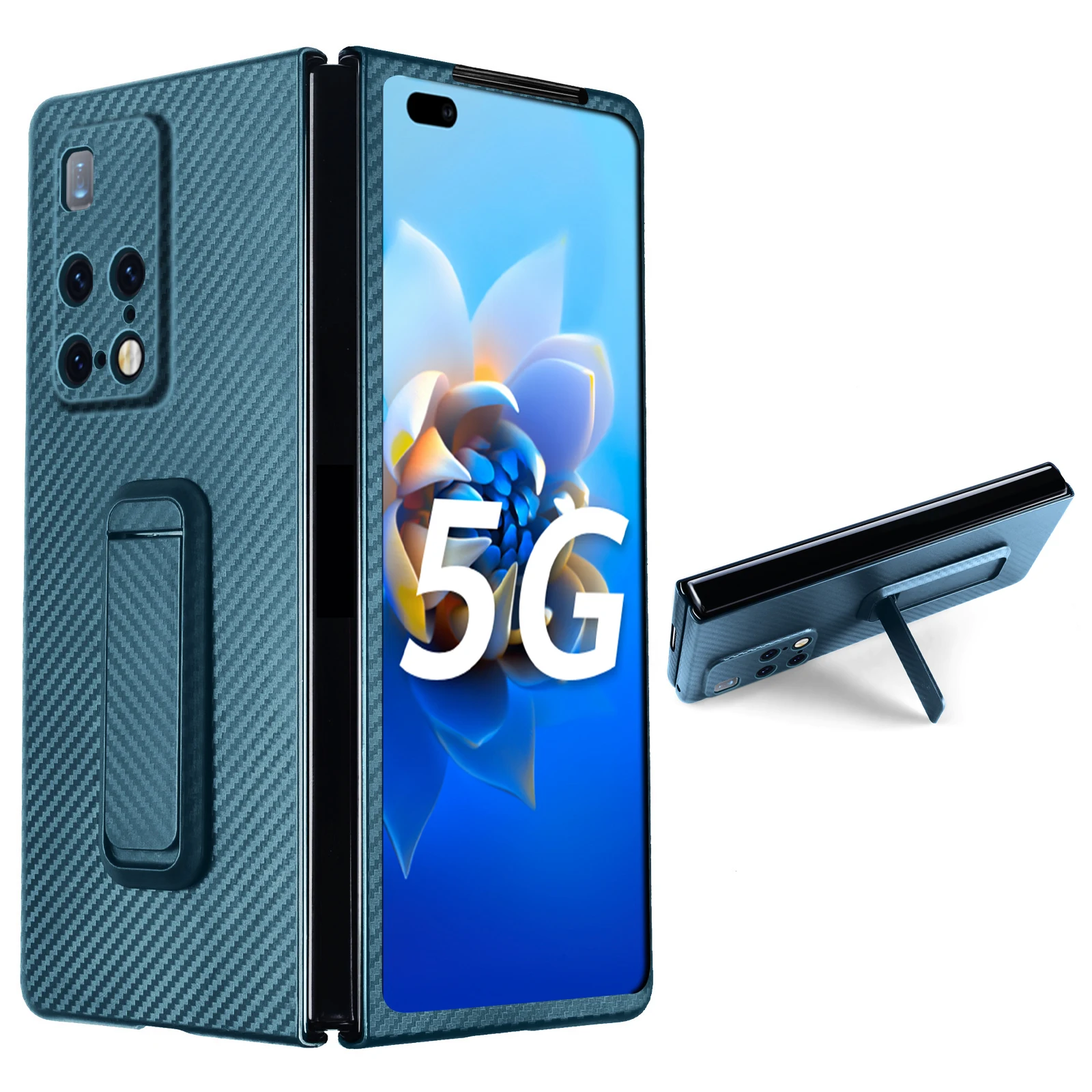 Funda de lujo con textura de fibra de carbono para Huawei Mate X2, carcasa trasera de cuero a prueba de golpes para Huawei Mate X2-5