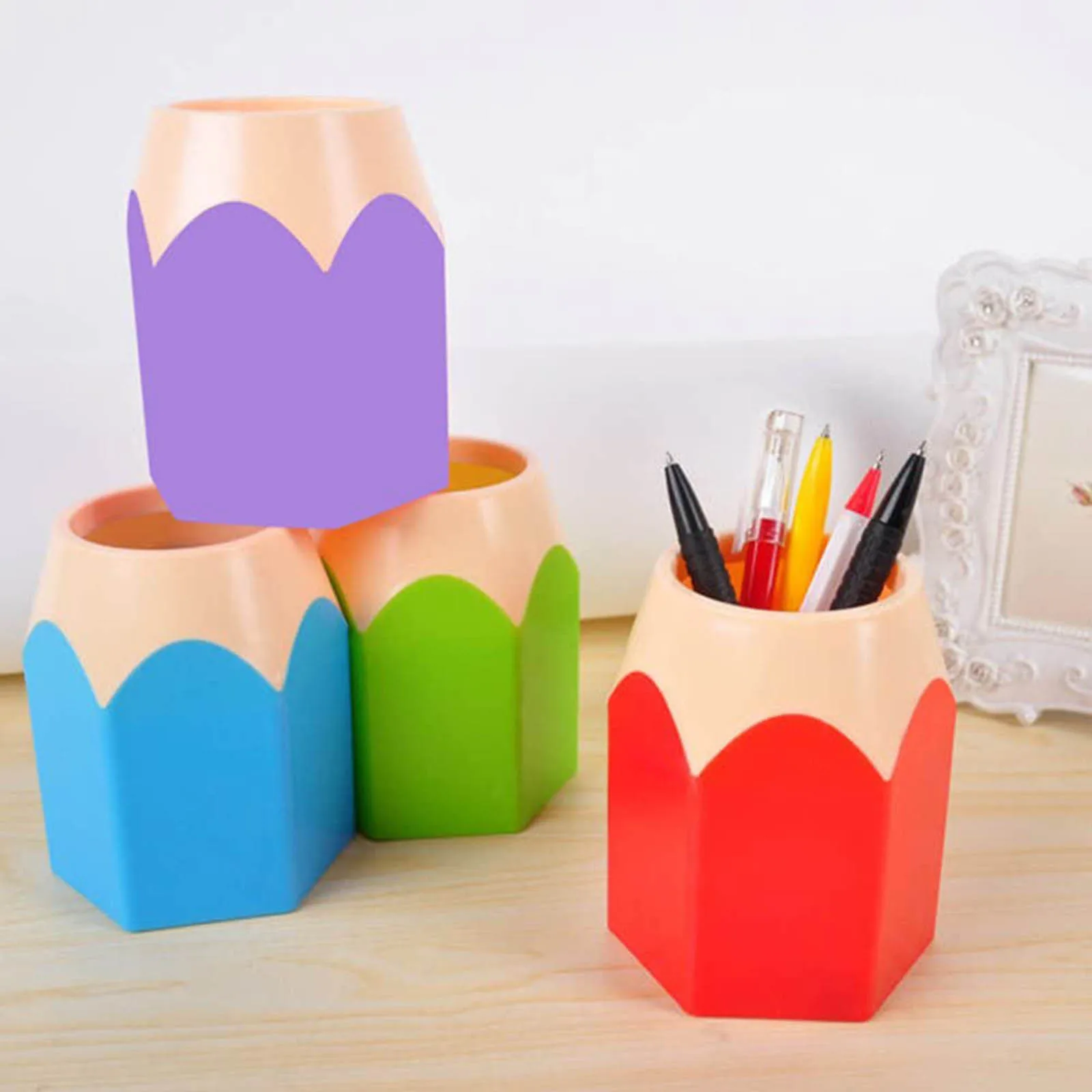 

5PC Desktop Storage Pen Holder Pencil Pot Pen Holder Stationery Storage Office School Collage FOR Student Teacher Cute Storages