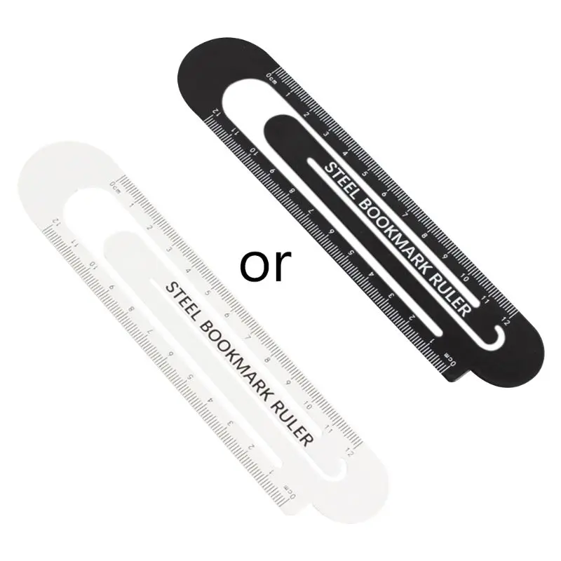 

12cm Paperclip Bookmark Ruler Metal Black White Markers Drawing Ruler Measuring Ruler Scale Tool