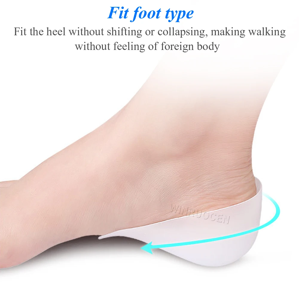 1.5cm 2.5cm 3.5cm Increase Height Silicone Gel Pads Heel Heightened Gel Insole In Socks Relieve Plantar Fasciitis Foot Care