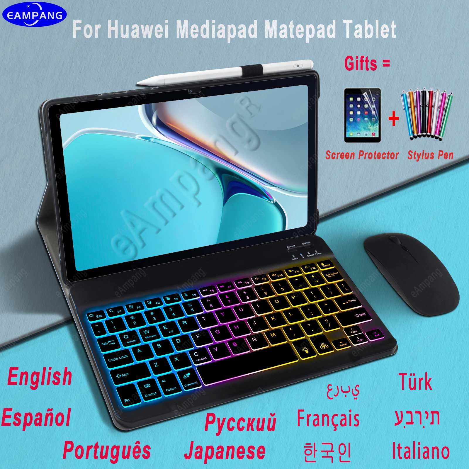 Чехол для клавиатуры с подсветкой Huawei MatePad 11 10 4 Pro 8 T10s MediaPad T5 M5 1 M6 Португальский