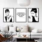 Картины на холсте Одри Хепберн в скандинавском стиле, современные черные и белые плакаты и принты, настенные картины для гостиной, украшение для дома