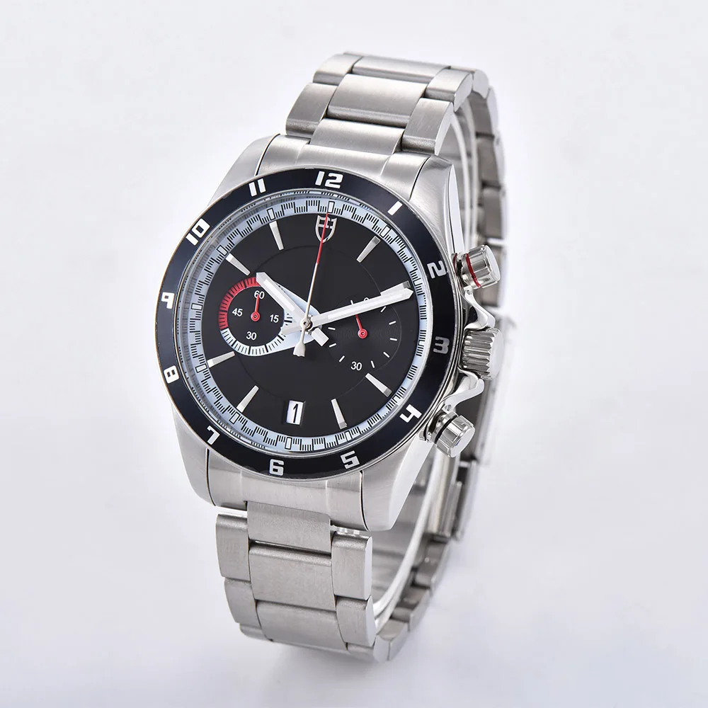 

Vk64 Japanese Quartz Movement Luminous Men's 43mm 316L Stainless Steel Case Multi-Function Timing Men's Waterproof Watch