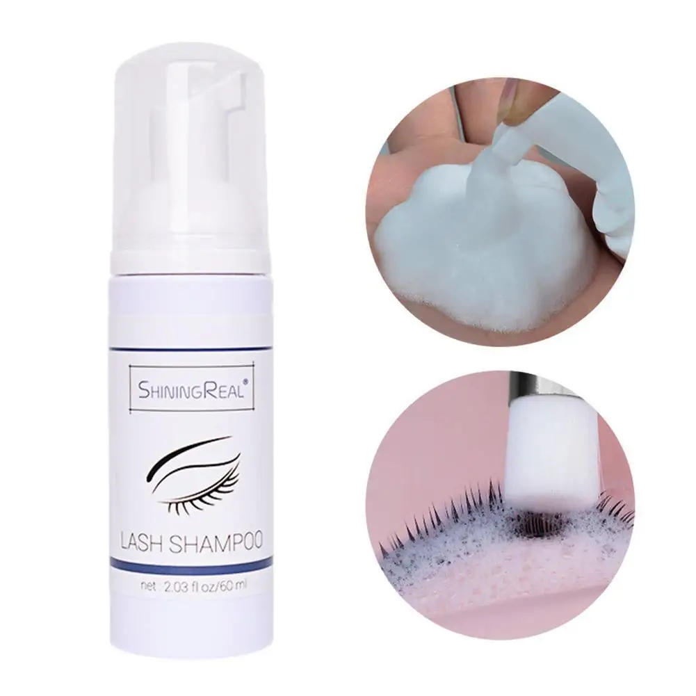 

60ml Eyelash Extensions Shampoo Eyelash Extension Glue Eye Lash Cleaning Mousse Foam Pump Design No Stimulation Makeup Clean Hot
