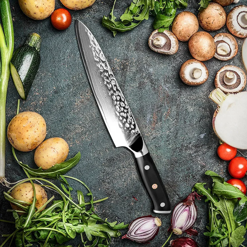 Набор ножей шеф повара из дамасской стали XITUO Кованые Острые антипригарные Ножи