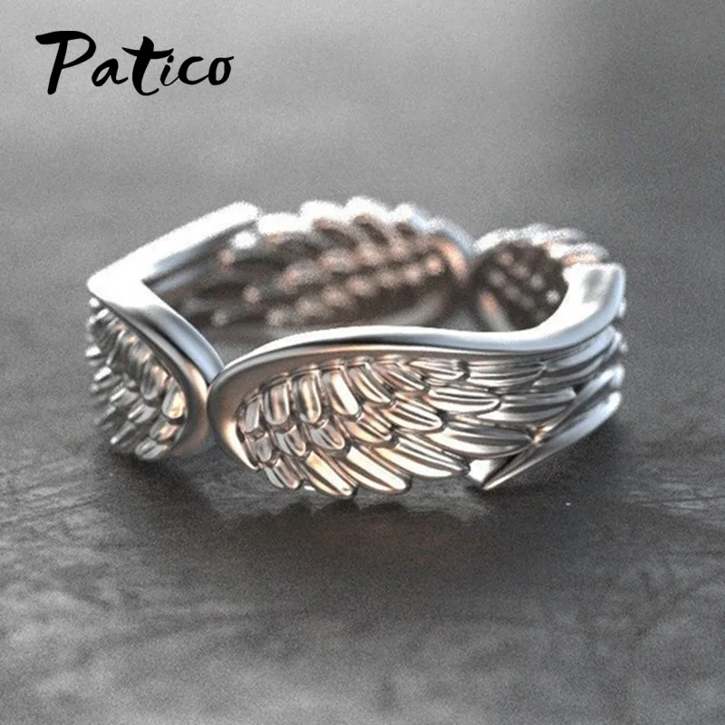 

Vintage Punk Feather Wings Ring for Mens Hip Hop Biker Style Ring 925 Sterling Silver Jewelry Dropshipping
