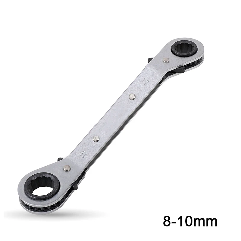 Реверсивный гаечный ключ с храповым механизмом и двойной головкой из