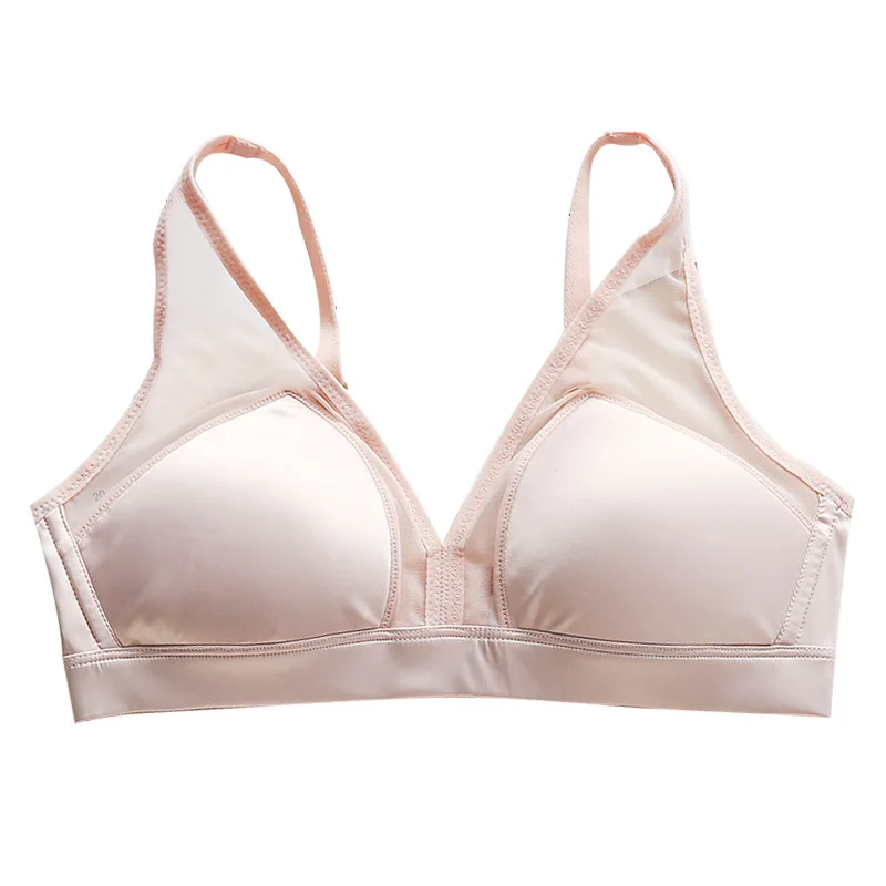 

Woman Silk No Steel Ring Thin Section Ultra-thin Small Chest Flat French Sexy Triangle Cup Mulberry Underwear