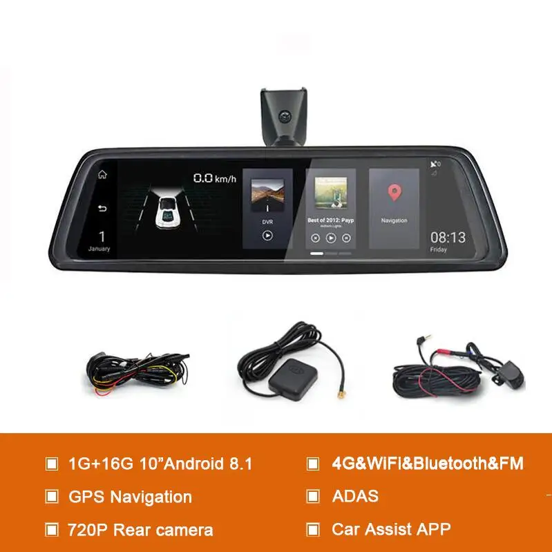QVV9 2CH 1G16G 4CH камеры 360 градусов панорамный Автомобильный видеорегистратор 1" Android 5,1 gps Navi FHD зеркальный видеорегистратор ADAS 4G Wifi видеорегистратор - Название цвета: QVV9 2CH 1G16G