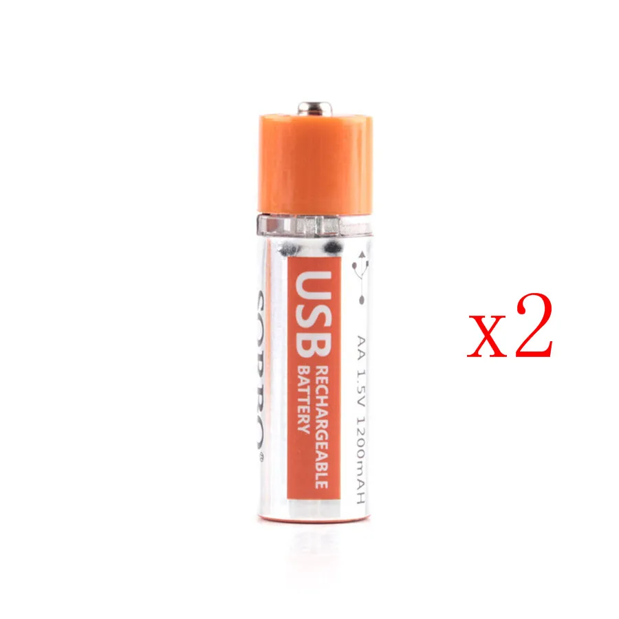 2PCS Sorbo USB Перезаряжаемые Батарея AA 1,5 V 1200 мАч быстрой зарядки Li-po Батарея качества батареек АА батарея по ограничению на использование опасных материалов в производстве CE - Цвет: 2PCS