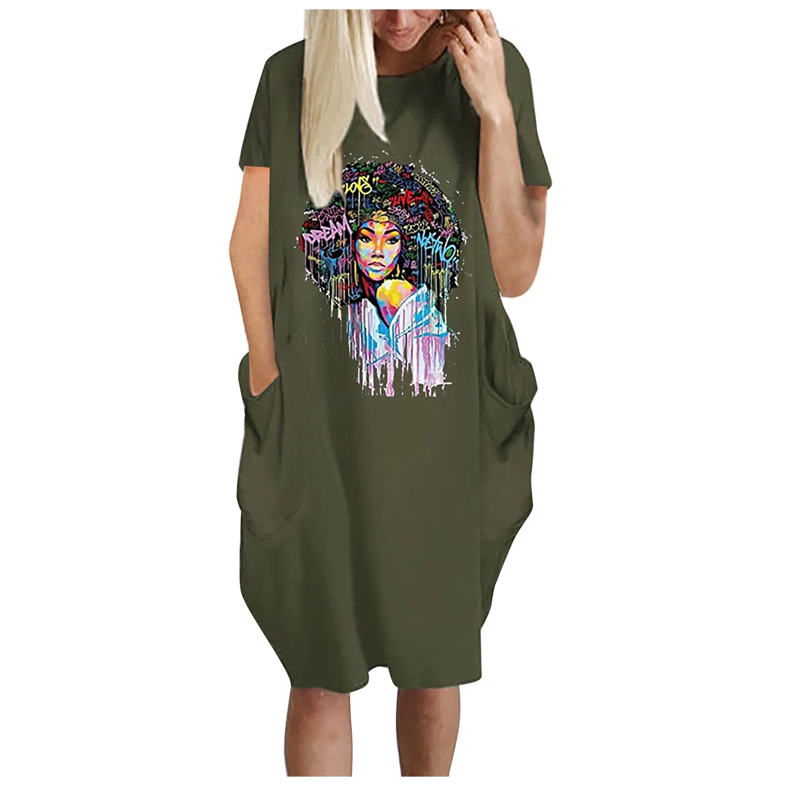 

Размера плюс, женские миди юбки, платье с длинным рукавом, платья с вышивкой, платье с О-образным вырезом свободное платье с карманами, на каж...