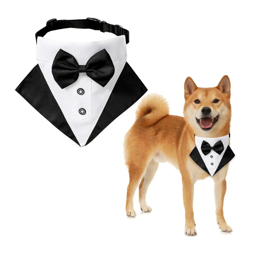 

Formal Dog Tuxedo Wedding Dog Bandana Collar Dog Collar With Bow Tie Adjustable Buckle Dog Bowtie Collar Teddy Pug Product