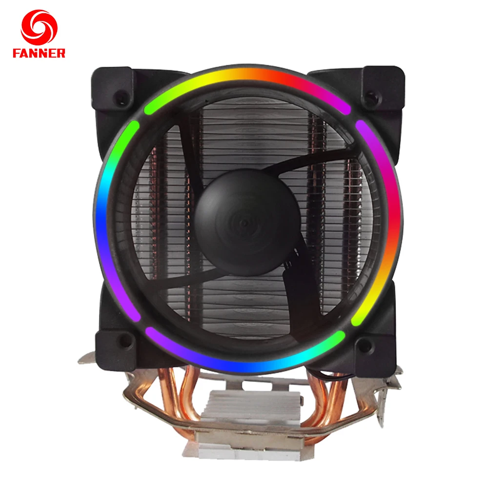 

FANNER 2 Heat Pipe Multi-platform Intel And AMD TOP cooling 120W CPU Radiator 9CM Fan 2500 RPM 4PIN PWM 5V ARGB LED Lighting