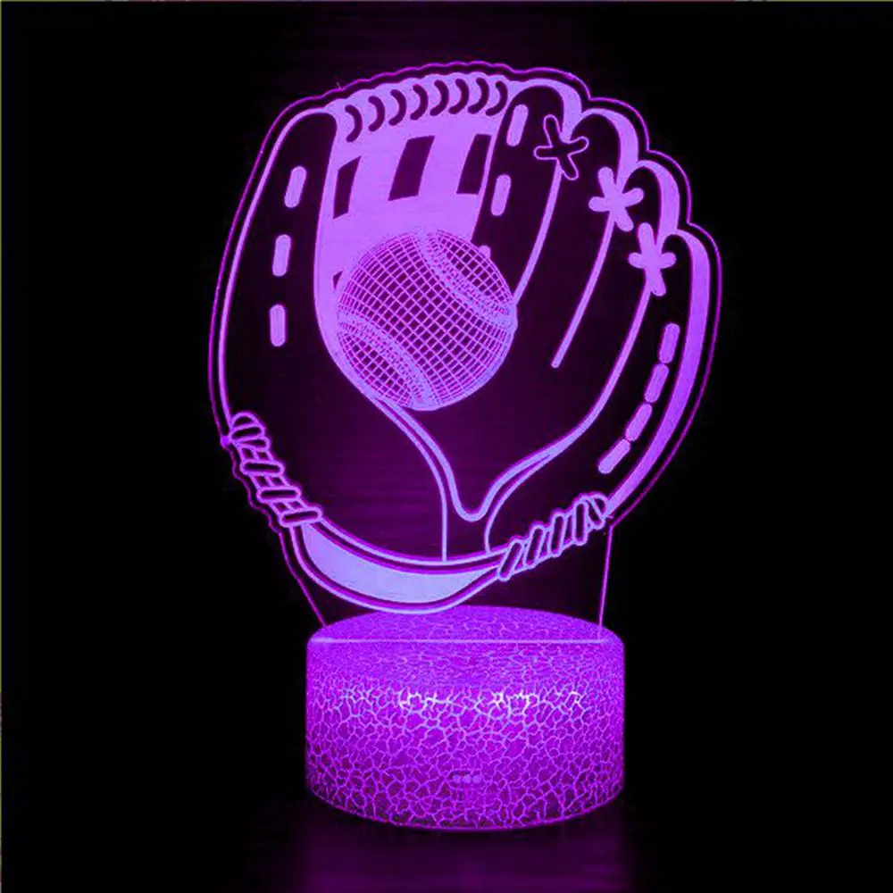 

Dropshipping Outdoor Sports Baseball Gloves Softball Practice Illusion 3D Night Light Birthday Christmas Children's Gift LED