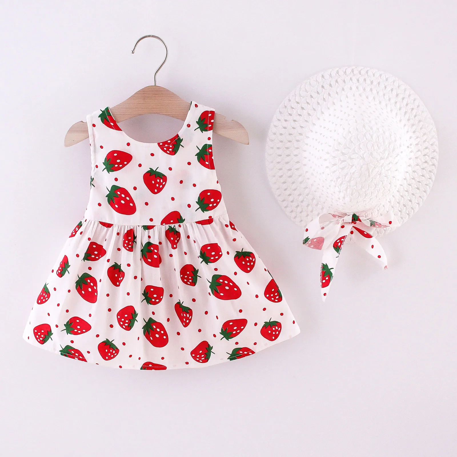 

Princess Dress Kids Dresses Girls Toddler Baby Kids Girl Sleeveless Strap Dot Print Bow Princess Dresses Hat Vestido Infantil