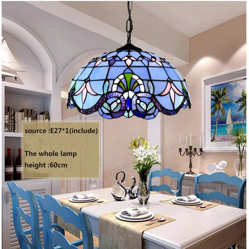 

Stained Glass Suspended Luminaire Tiffany Baroque pendant lights for Home Parlor Dining Room Chain Pendant lamps E27 90-260V