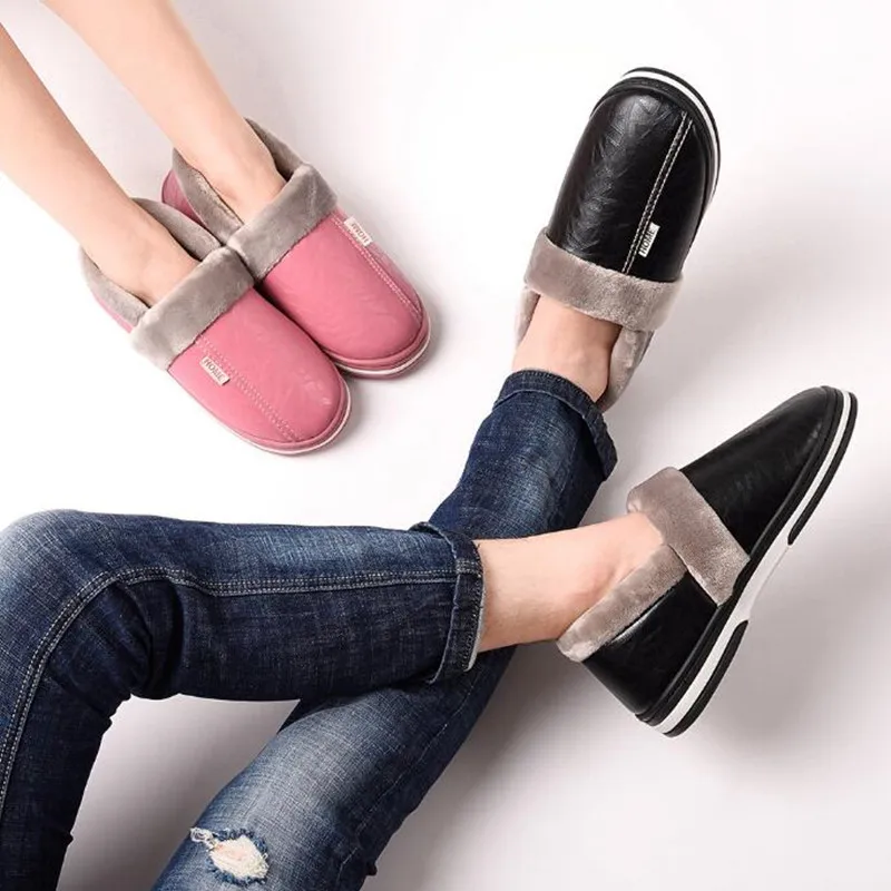 Новинка зимняя водонепроницаемая мужская обувь плюшевые мужские тапочки теплые