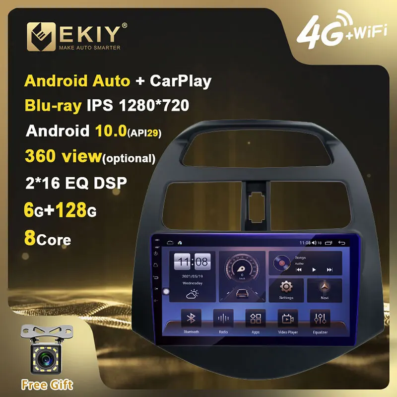 EKIY Blu Ray IPS DSP Android 10 для Chevrolet Spark 2010 2011 2014 Автомагнитола мультимедийный плеер GPS