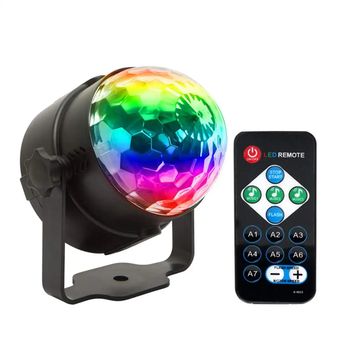 

Sound Activated Rotating Disco Ball DJ Party Lights 7 Color LED RGB LED Stage Lights For Christmas Wedding sound party lights