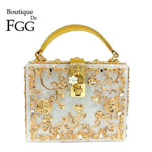 Boutique De FGG, женская модная сумка на плечо с цветами, акриловая коробка, клатч, кошельки и сумочки, роскошная дизайнерская сумка через плечо