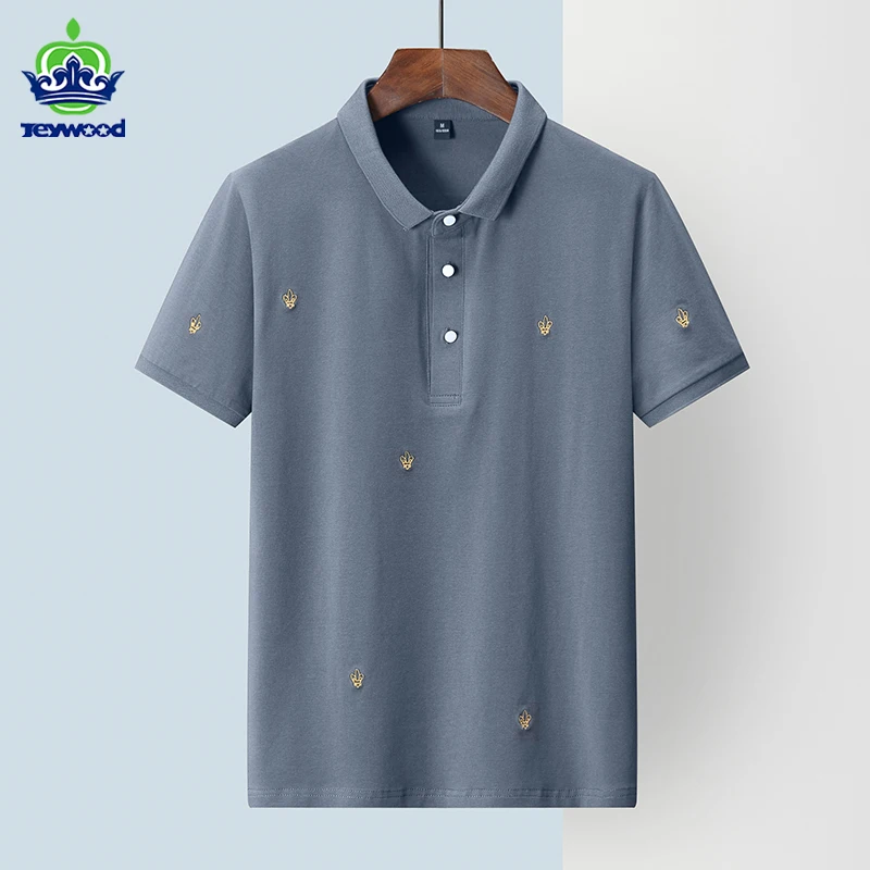 

Jeywood Brand Crown Embroidery Polo Shirt Men 95% Cotton Short Sleeve Turn Down Collar Fit Solid color Polo Shirts For Male 4XL