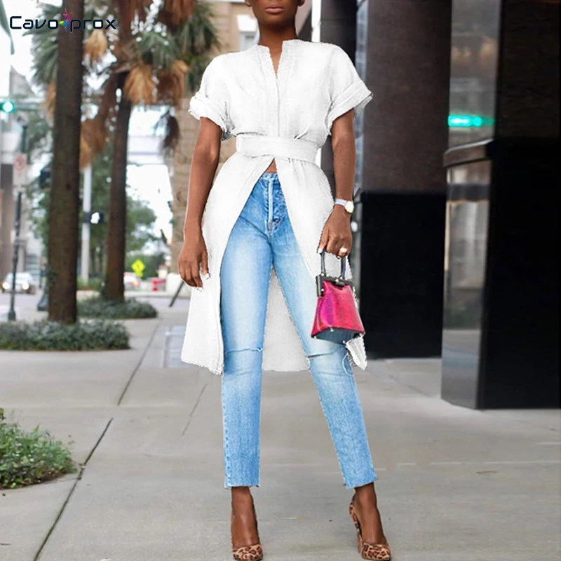 Women Short Sleeve Stand Collar Solid Blouse Casual Street Wear Fashion New Trends Summer Slim Fit Wrap Belt Shirts |