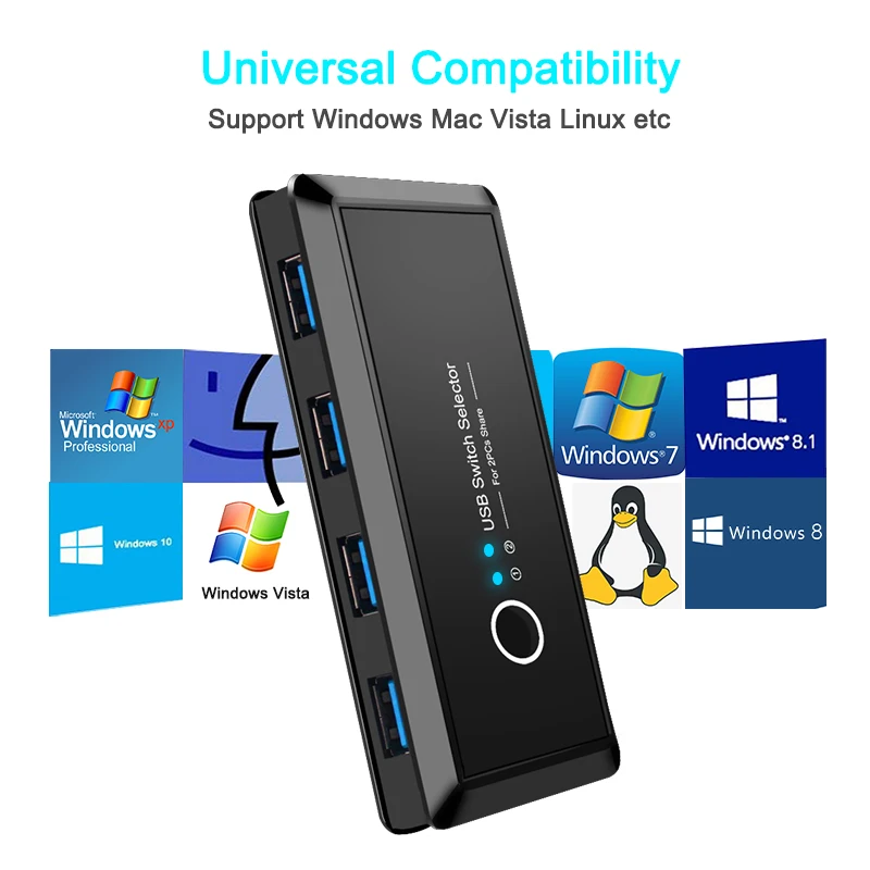 KVM переключатель USB 3 0 2 с удлинителем для клавиатуры мыши принтера шт. совместное