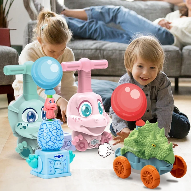 

Double Cartoon Dinosaur Inertia Balloon Car Learning Funny Aerodynamics Inertial Toys Balloon Powered Car Develop Thinking T8ND
