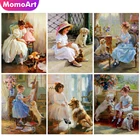 MomoArt 5D DIY Алмазная вышивка девушка Алмазная мозаика собака алмазная картина персонаж портрет картины стразами полная выкладка подарок ручной работы
