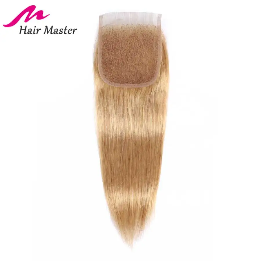 Бразильские прямые светлые волосы закрытие Remy 8 22 дюйма свободная средняя часть