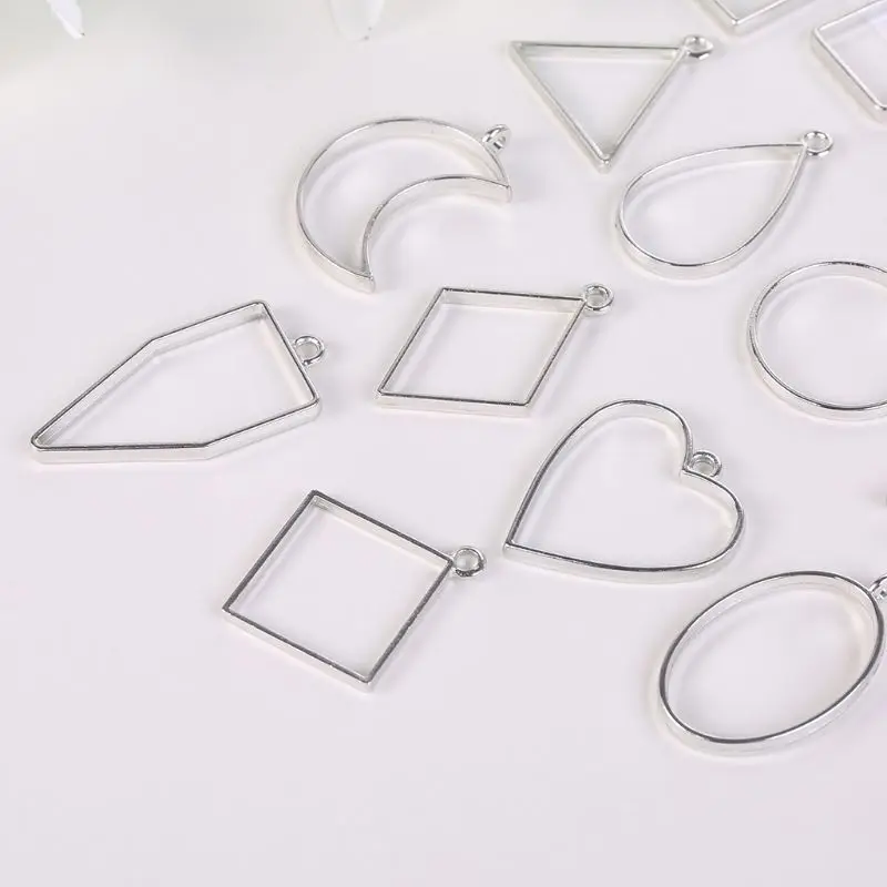 

14 Pcs/set New DIY Alloy Geometry Epoxy Border Pendant Jewelry Making Accessories Frame